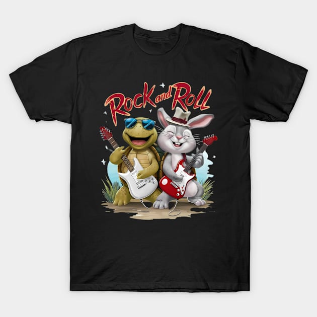 Rock And Roll Rabbit and Tortoise Jam Session T-Shirt by coollooks